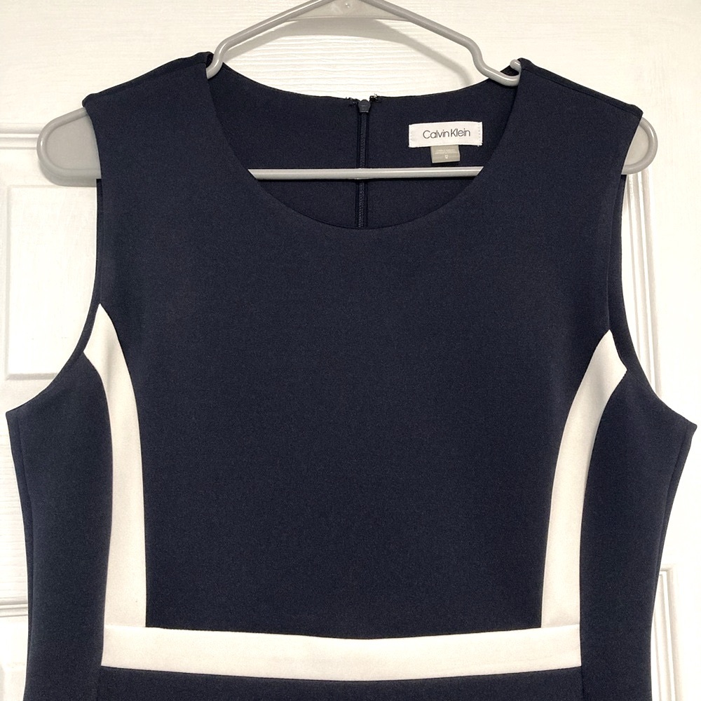 Calvin Klein Navy and White Dress Size 12 - Picture 2 of 6